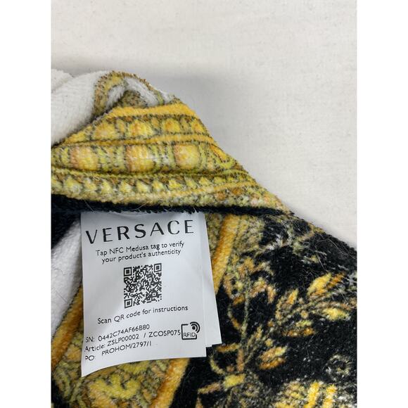 Versace I Heart Baroque White Cotton Slippers Size S - Picture 6 of 8